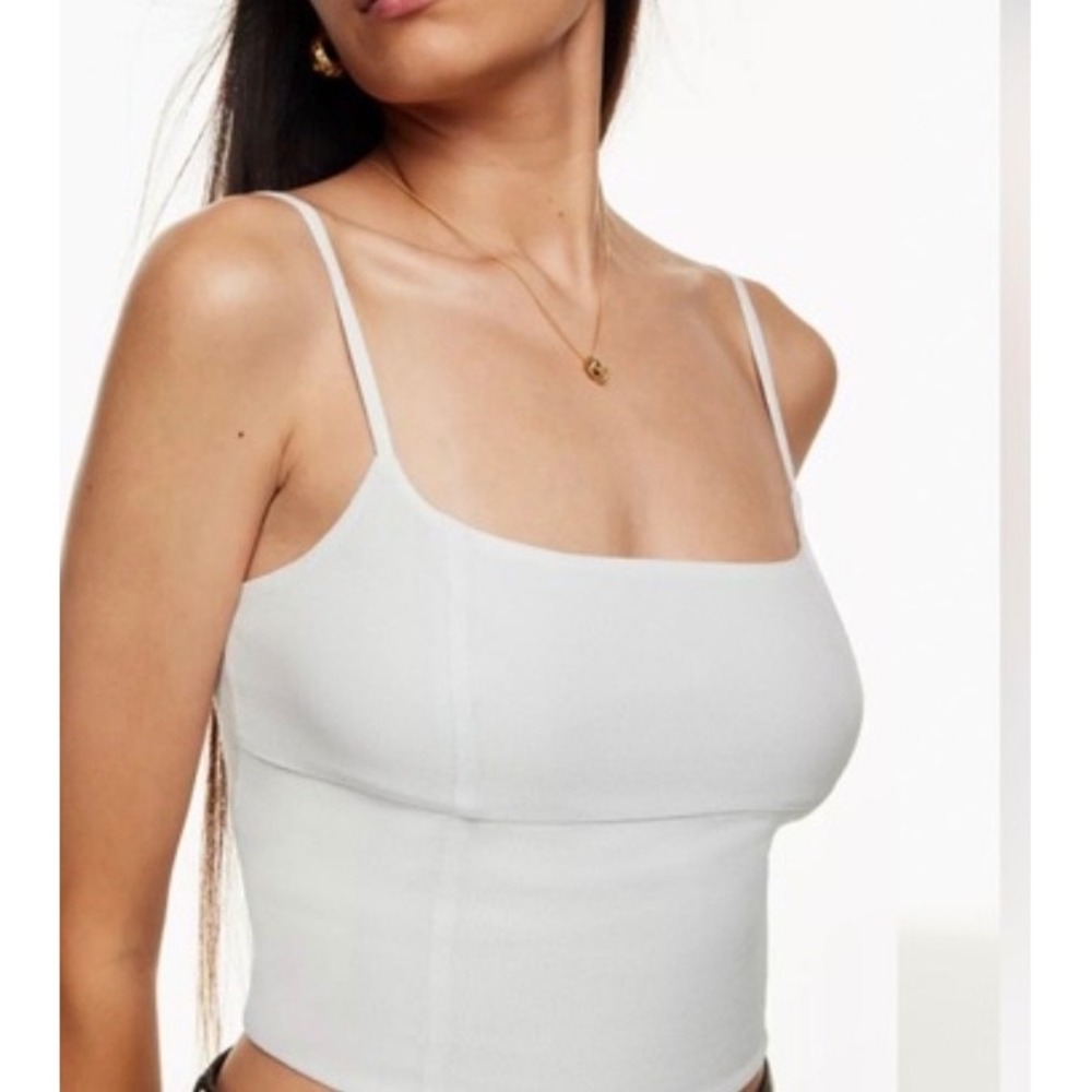 Wilfred Aritzia Basel White Boustier Crop Top Adjustable Straps Size M